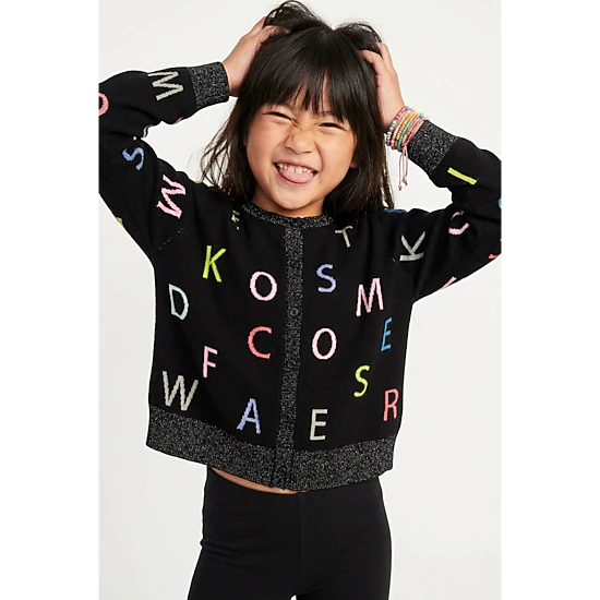 Rockets of Awesome Word Scramble Shimmer Cardigan for Girls