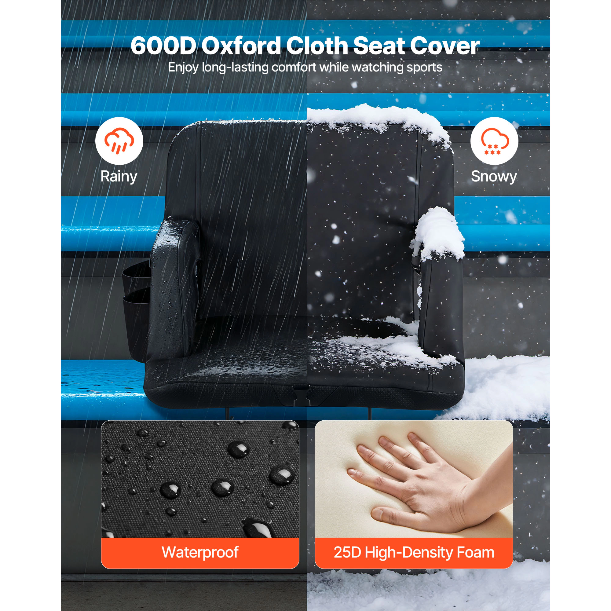 HONGGE Stadium Seat, 6 Adjustable Angle Bleacher Chair, Cushion Stadium Seat with Back Support and Armrest