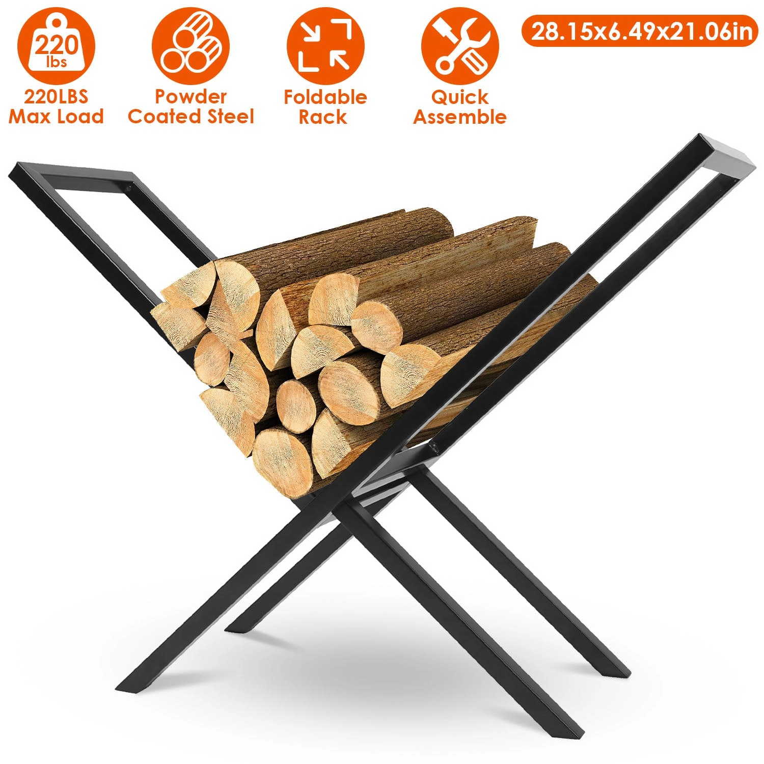 GBruno X-Shape Steel Firewood Log Rack
