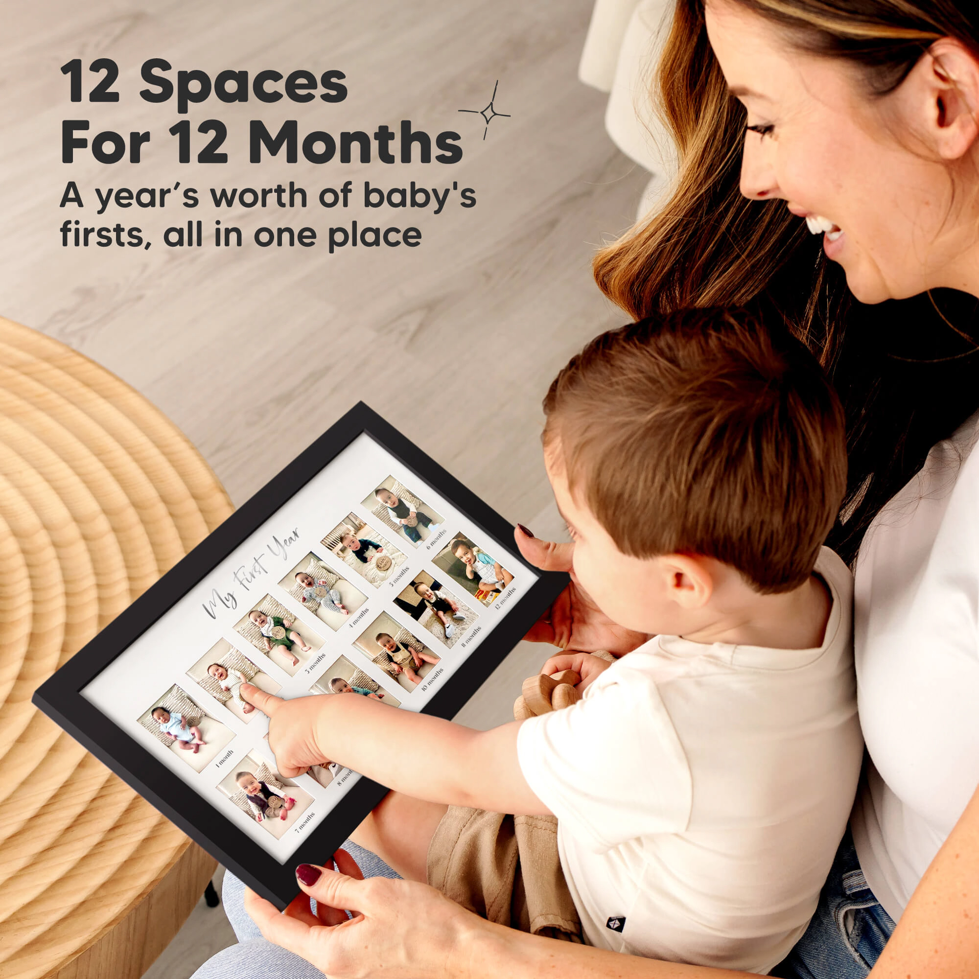 KeaBabies Nova Baby's First Year Picture Frame for Baby Boys, Girls