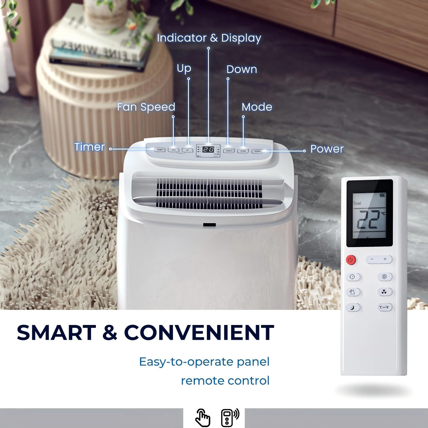 SUGIFT 12000-BTU 450-sq ft 3-in-1 Portable Air Conditioner with 75-Pint Dehumidifier and 3 Fan Speeds