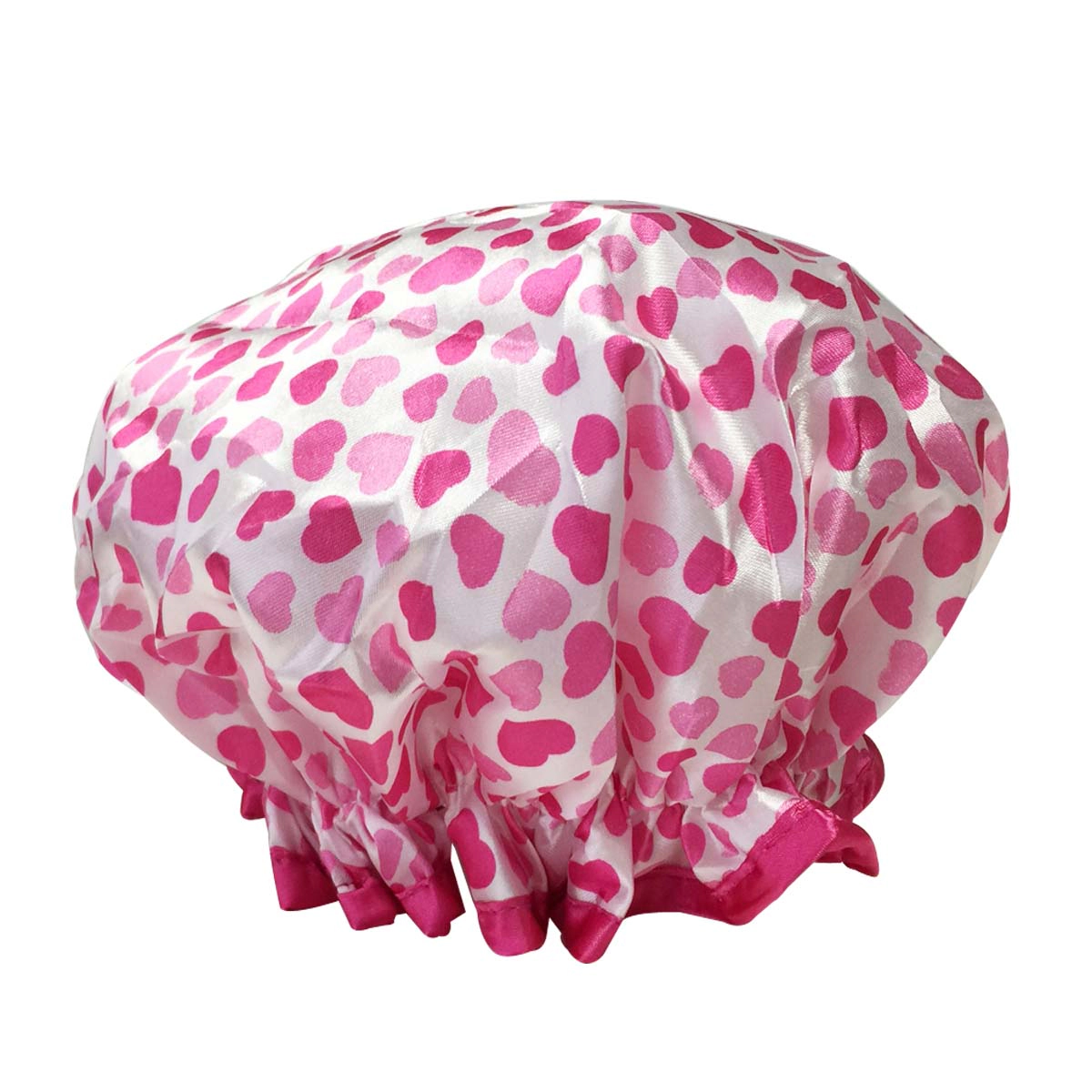 Wrapables Women's Trendy Satin Shower Cap, Pink Sweet Hearts