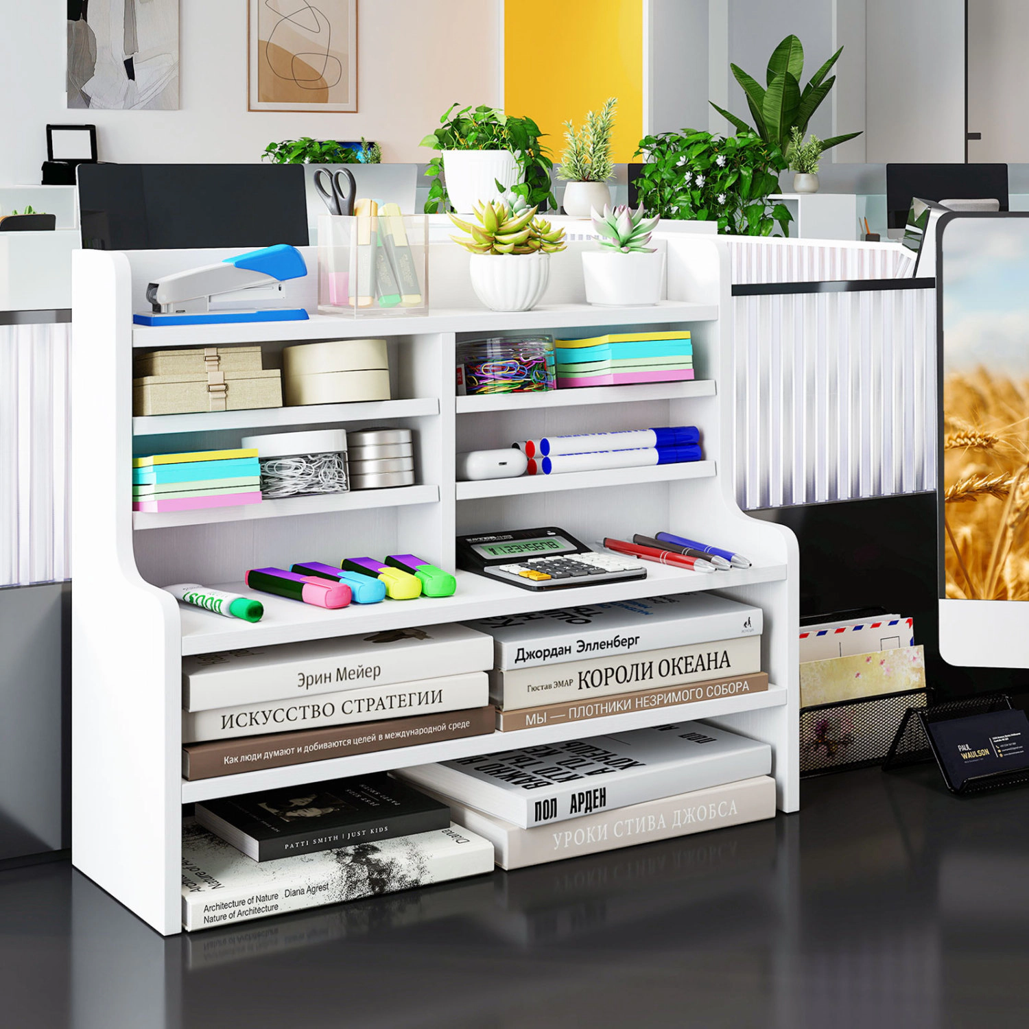 LJG 6-Tier Compact Storage Rack with 4 Removable Shelves for Small Spaces Home Office