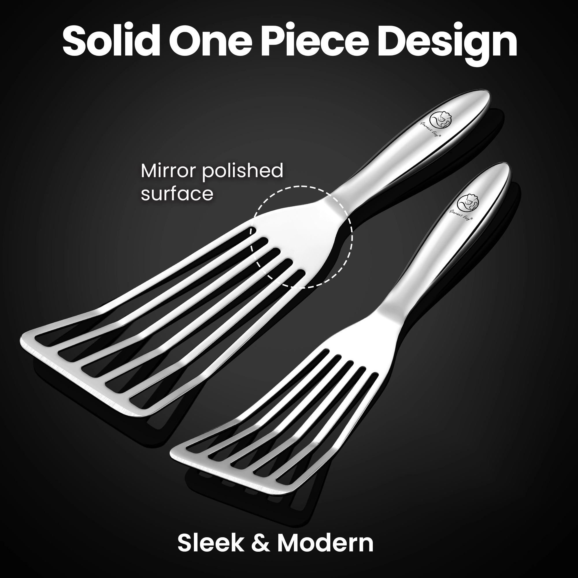 Gourmet Easy Stainless Steel Fish Spatula Set – 1 Large + 1 Small Metal Spatula
