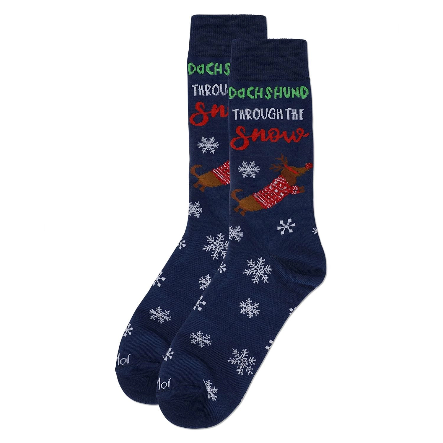MeMoi Men's Dachshund Through The Snow Holiday Crew Socks