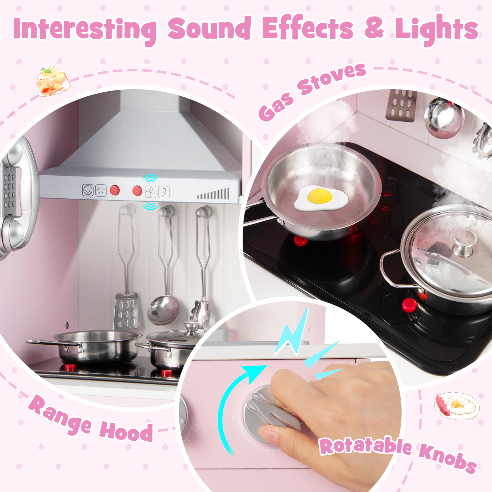 Hivvago Pretend Play Kitchen for Kids with 16 Pieces Accessories