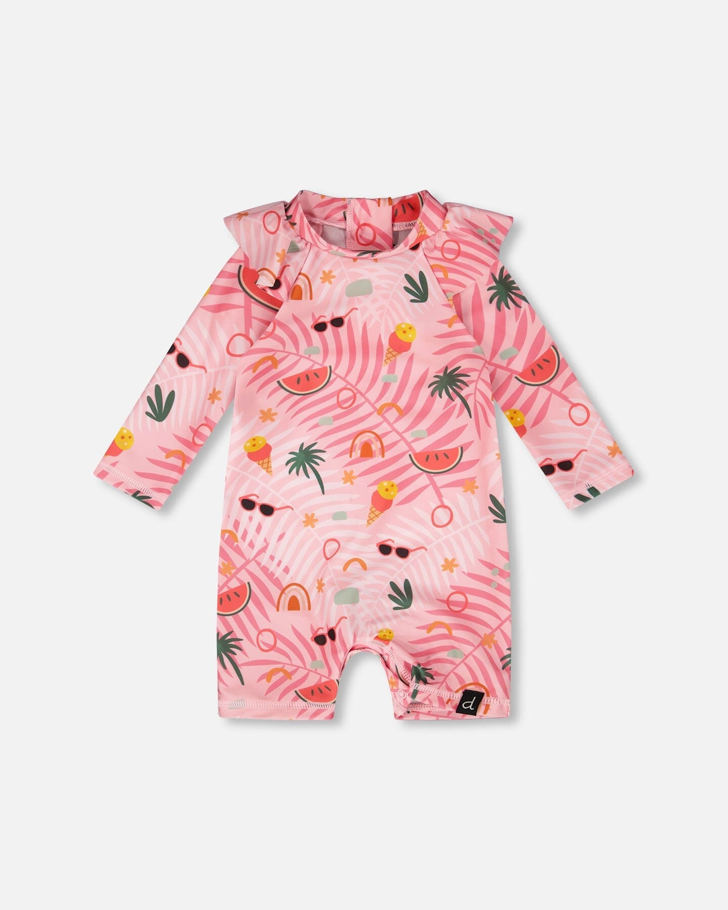 Deux par Girls Toddler One-Piece Long Sleeve Rashguard Beach Print