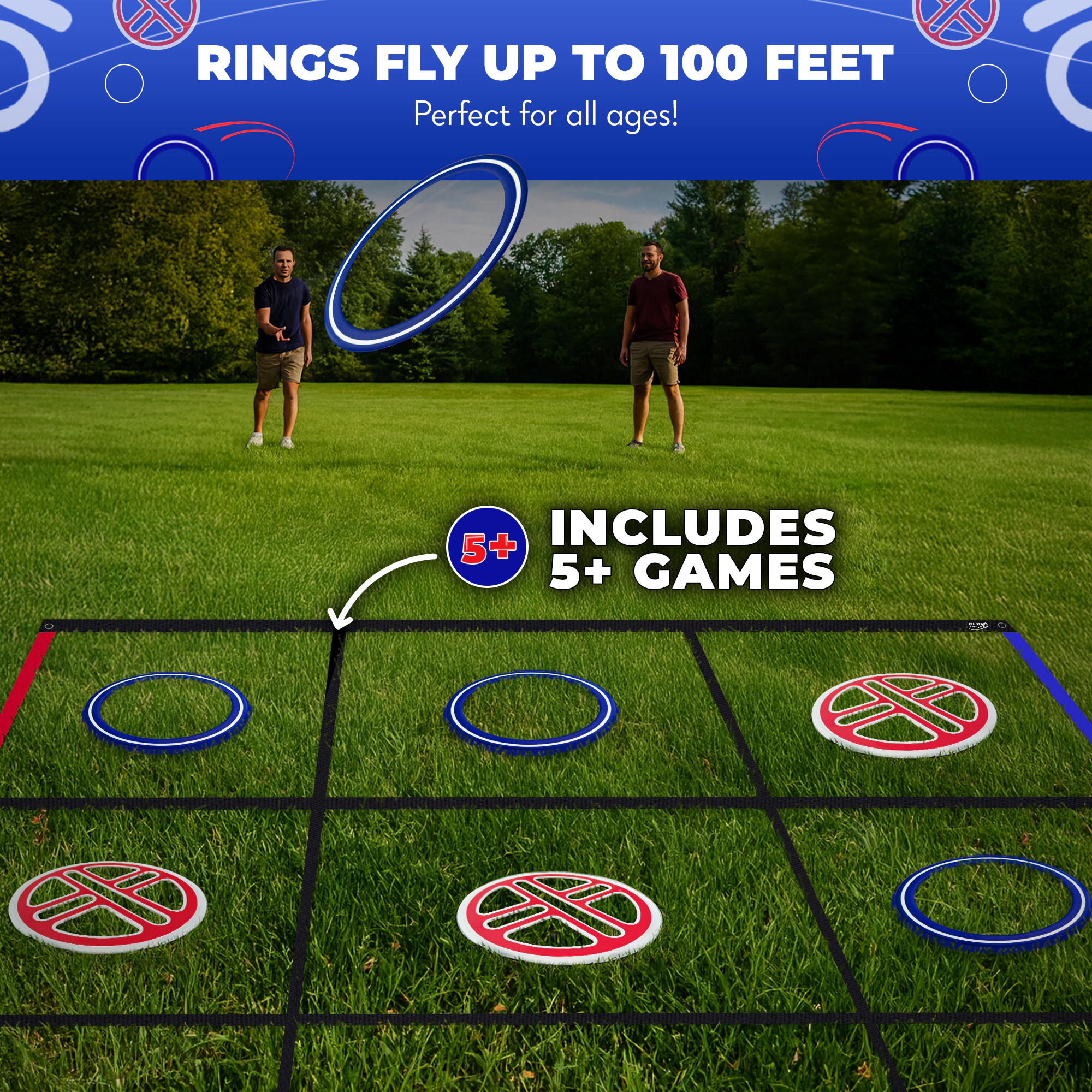 Swooc Games | Fling Tac Toe™ (9ft x 9ft) Giant Tic Tac Toe Game