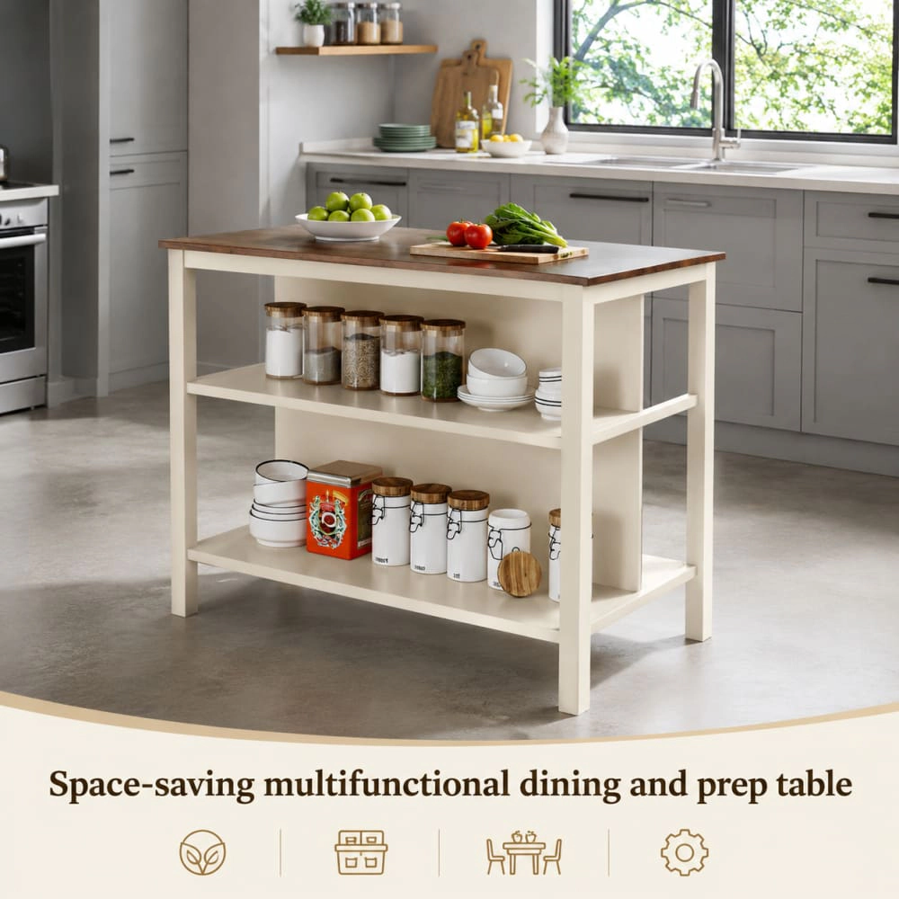 ELEMENT ACE Solid Wood Kitchen Island Cart