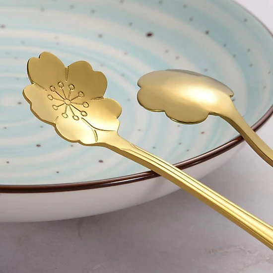 Stock Preferred Pack of 8 Stainless Steel Flower Coffee Spoon Set 4.9 Inch Tea Scoops