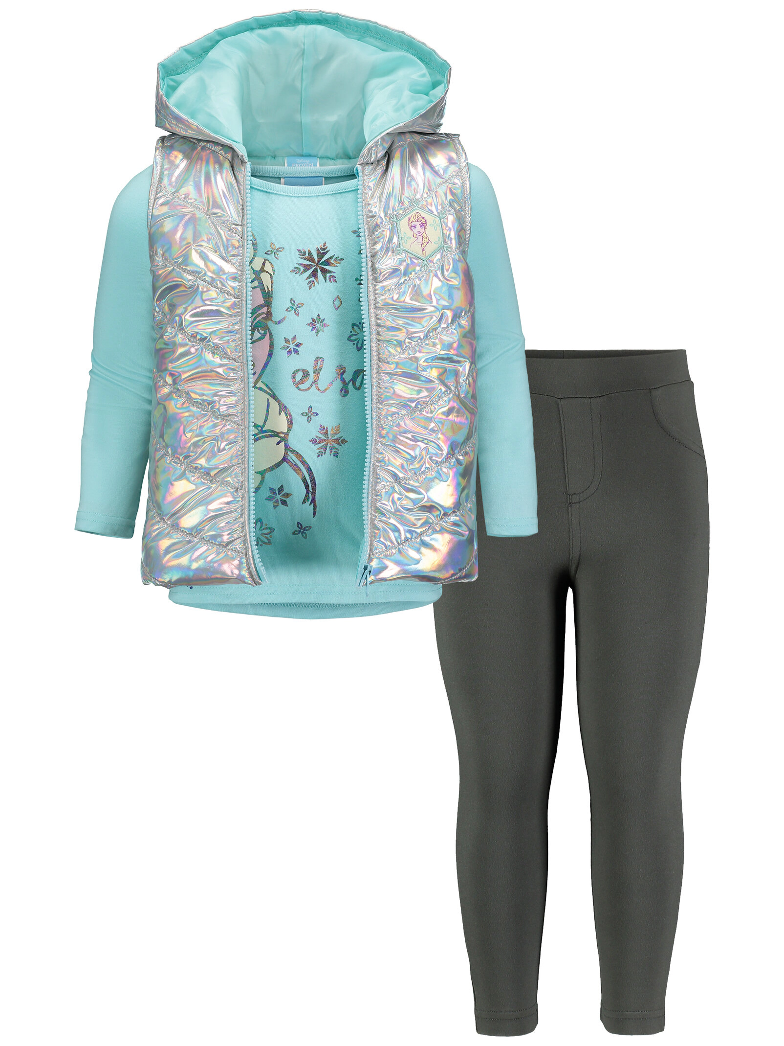 Disney Frozen Queen Elsa Girls' Hooded Vest and Leggings Set
