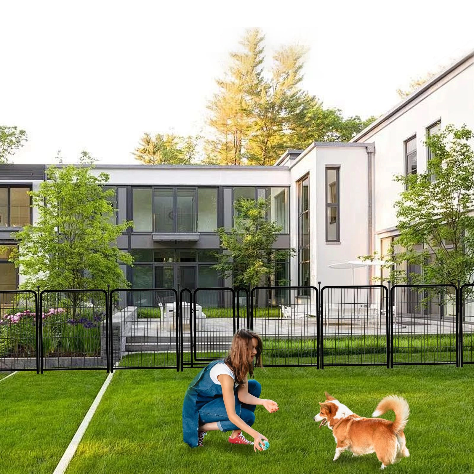 32x40 Inch 8-Panel Heavy-Duty Metal Dog Playpen, Portable Pet Exercise Fence for Outdoor RV