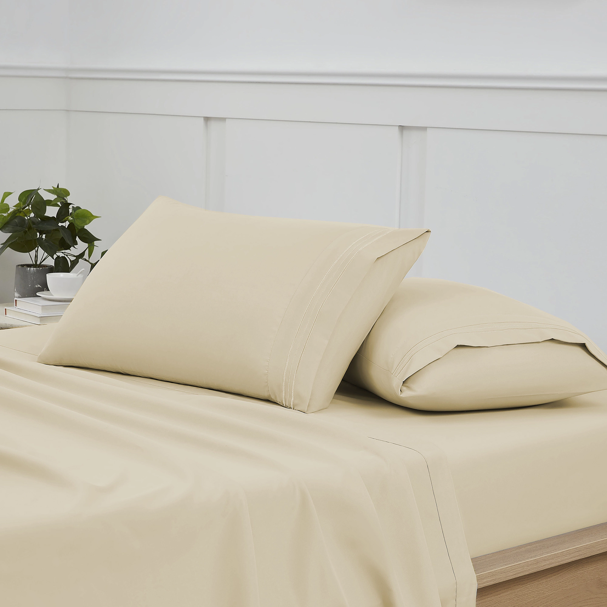 Sweet Home Collection Luxury Embroidered Ultra Soft Microfiber Solid Pillowcases (2-Pack)