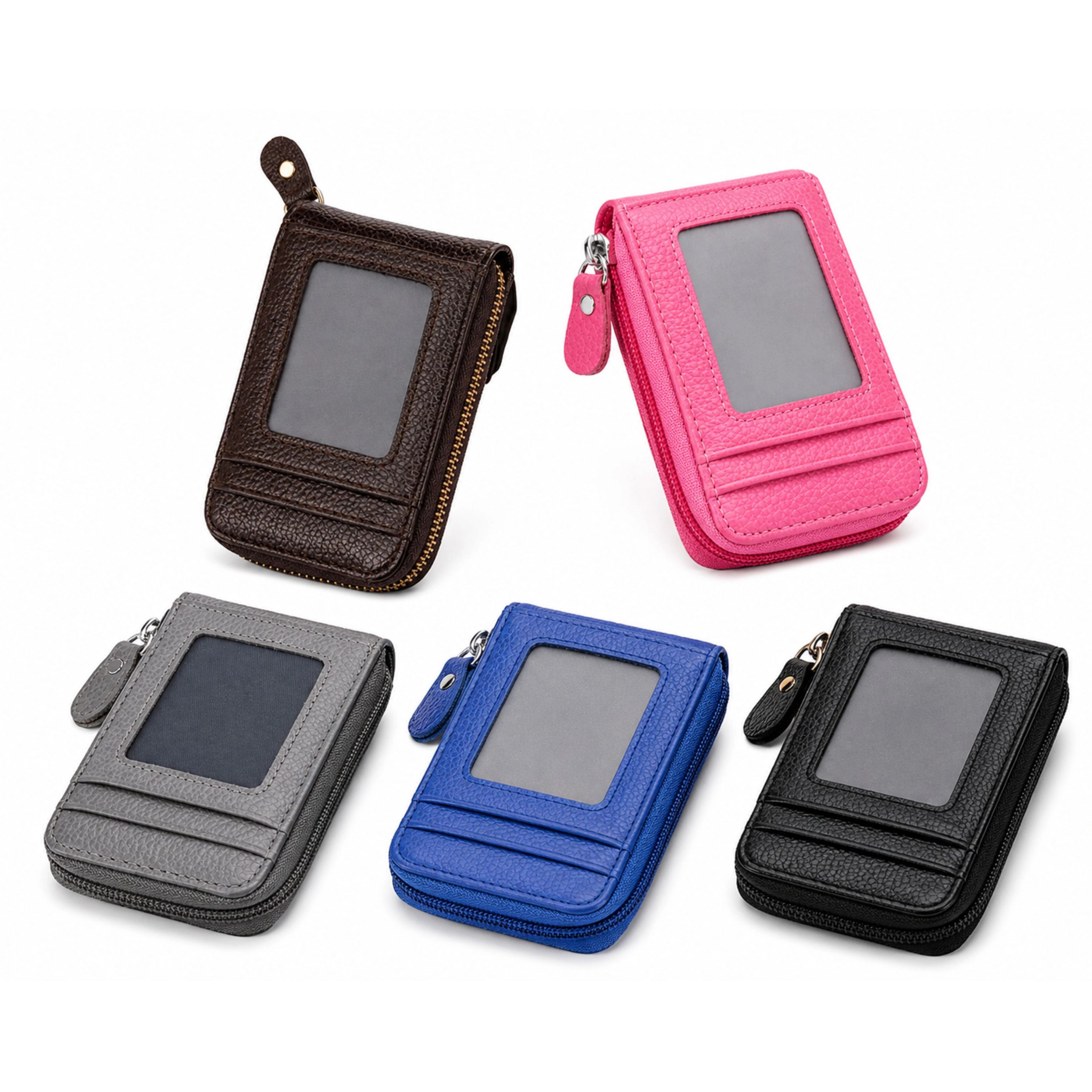 Home Collection Genuine Leather RFID Wallet Slim Zipper Card Holder