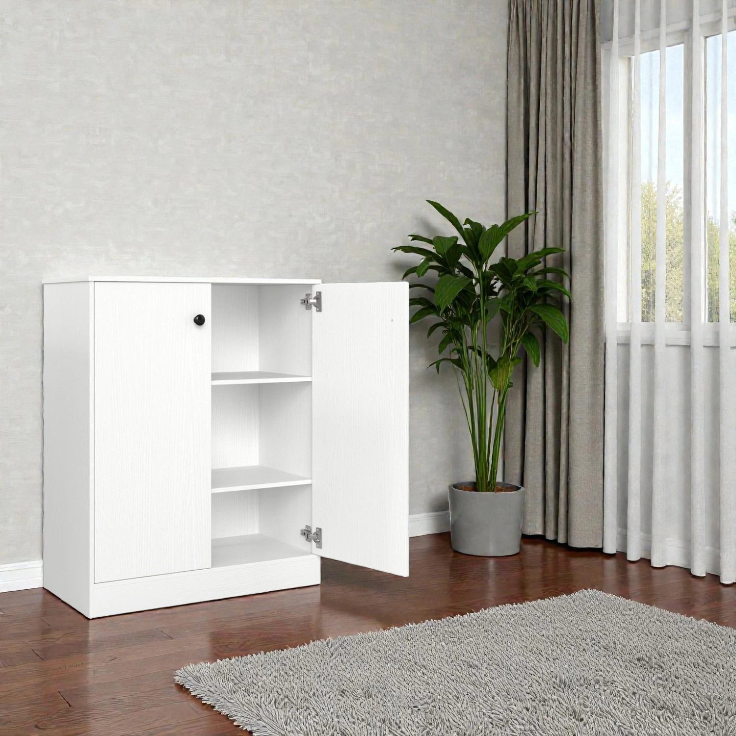 Hivvago 2-Door Storage Unit with Three-Level Shelves