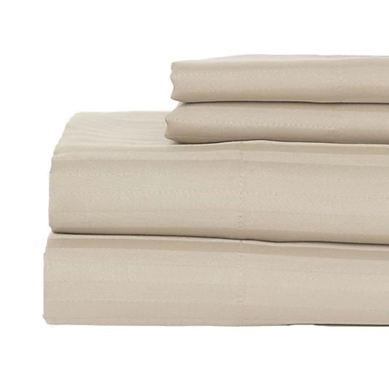 Castle Hill London 600 Thread Count Sateen Stripe Sheet Set - Queen, Taupe