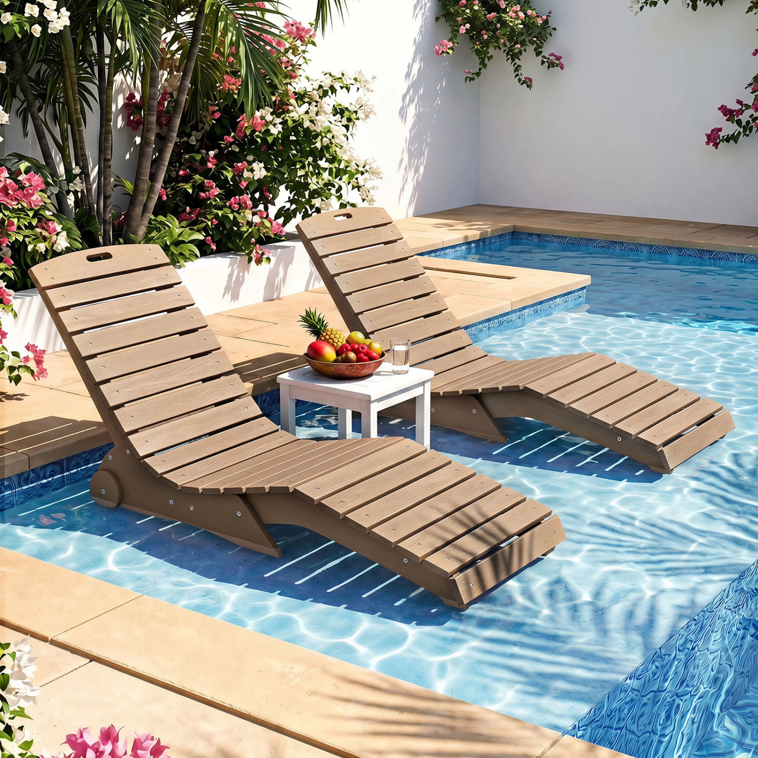 LJG In-Pool Lounge Chair with Weighted Anti-Floating Design 450 LBS for Baja Shelf