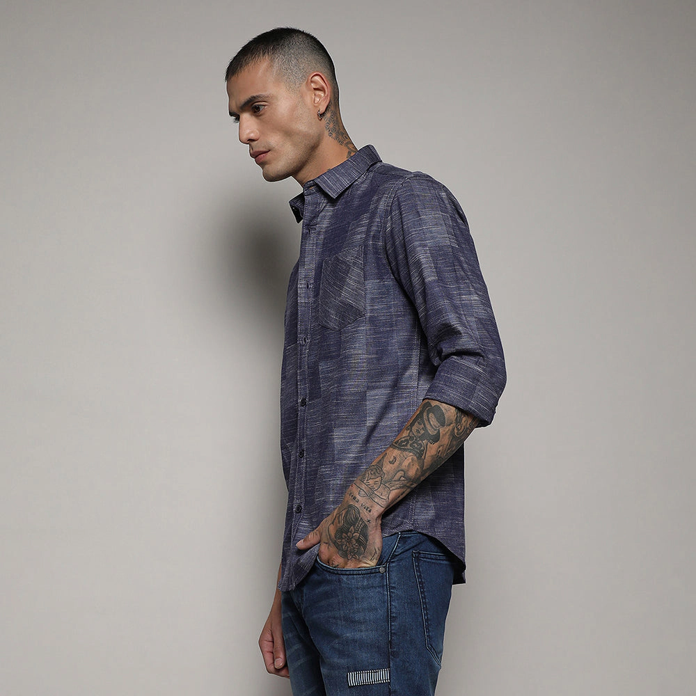 Men's Heathered Denim Check Shirt