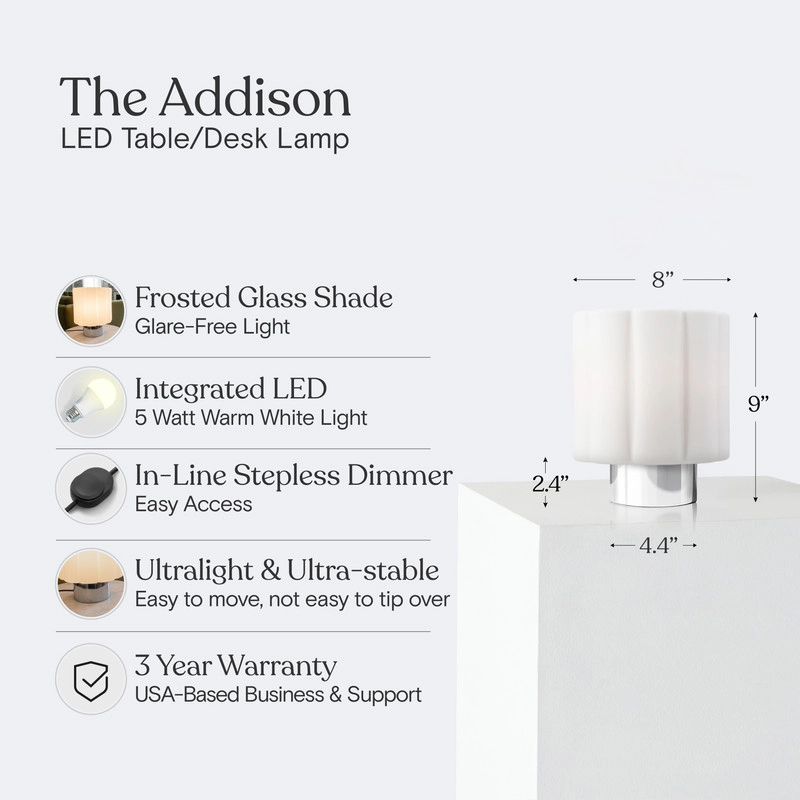 Brightech Addison Glass LED Table Lamp