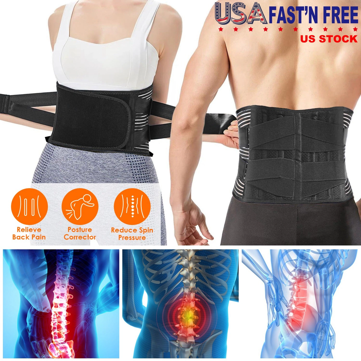 GBruno Adjustable Lumbar Support Brace