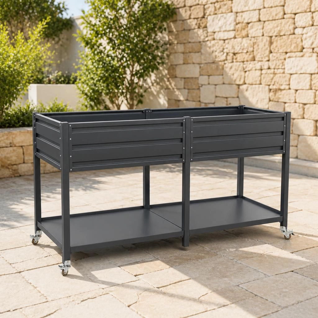 WOW PIONEER Large Rectangular Raised Metal Planter Box for Vegetables Herbs Patio Outdoor
