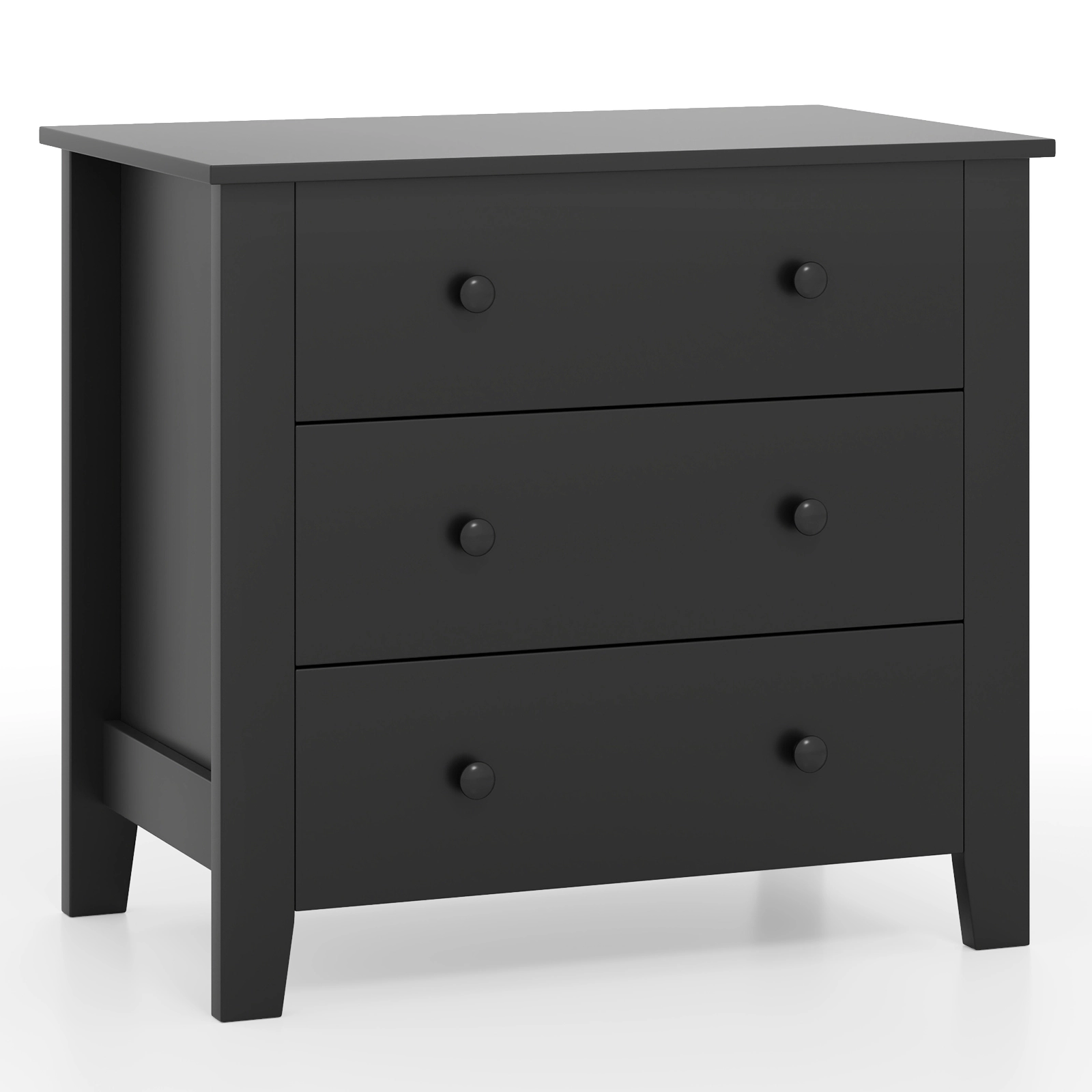 SUGIFT 3-Drawer MDF Dresser Chest of Drawers 220-Lb Capacity 28-in Tall Bedside Table 57-Lb Net Weight Black Wood Grain