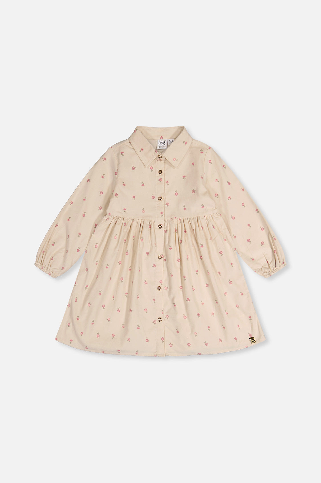 Deux par Girls Floral Print Corduroy Shirt Dress