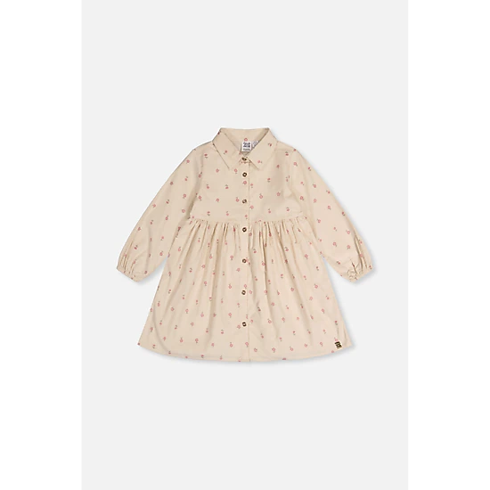 Deux par Deux Girls Floral Print Corduroy Shirt Dress