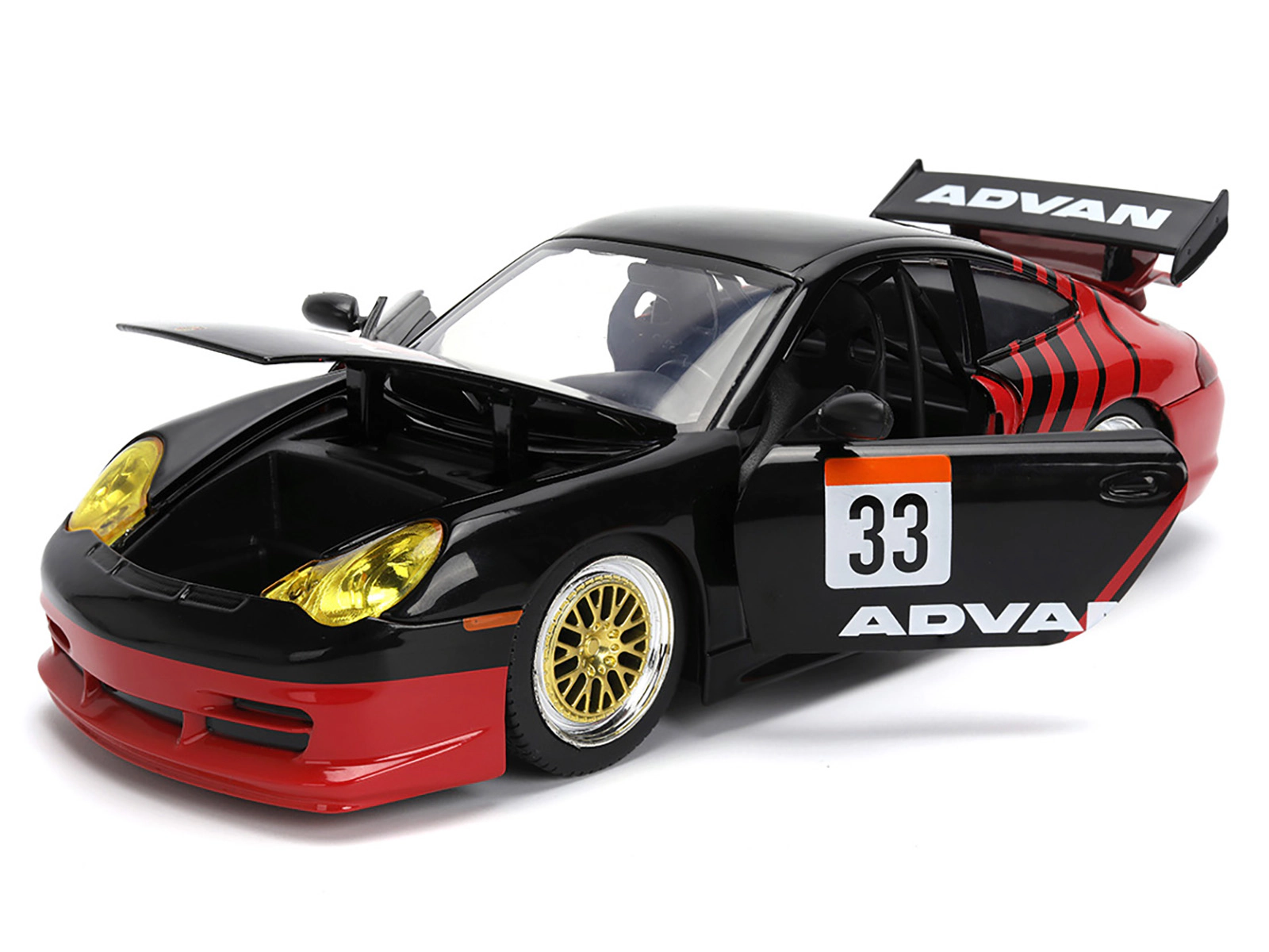 Jada Porsche 911 GT3 RS (996) #33 "ADVAN" Black and Red "Hyper-Spec" Series 1/24 Diecast Model Car by Jada