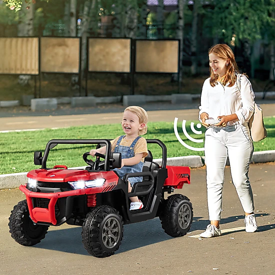 Costway 12V 2 Seater Ride On UTV Dump Truck Remote w/ Electric Dump Bed & Shovel Pink