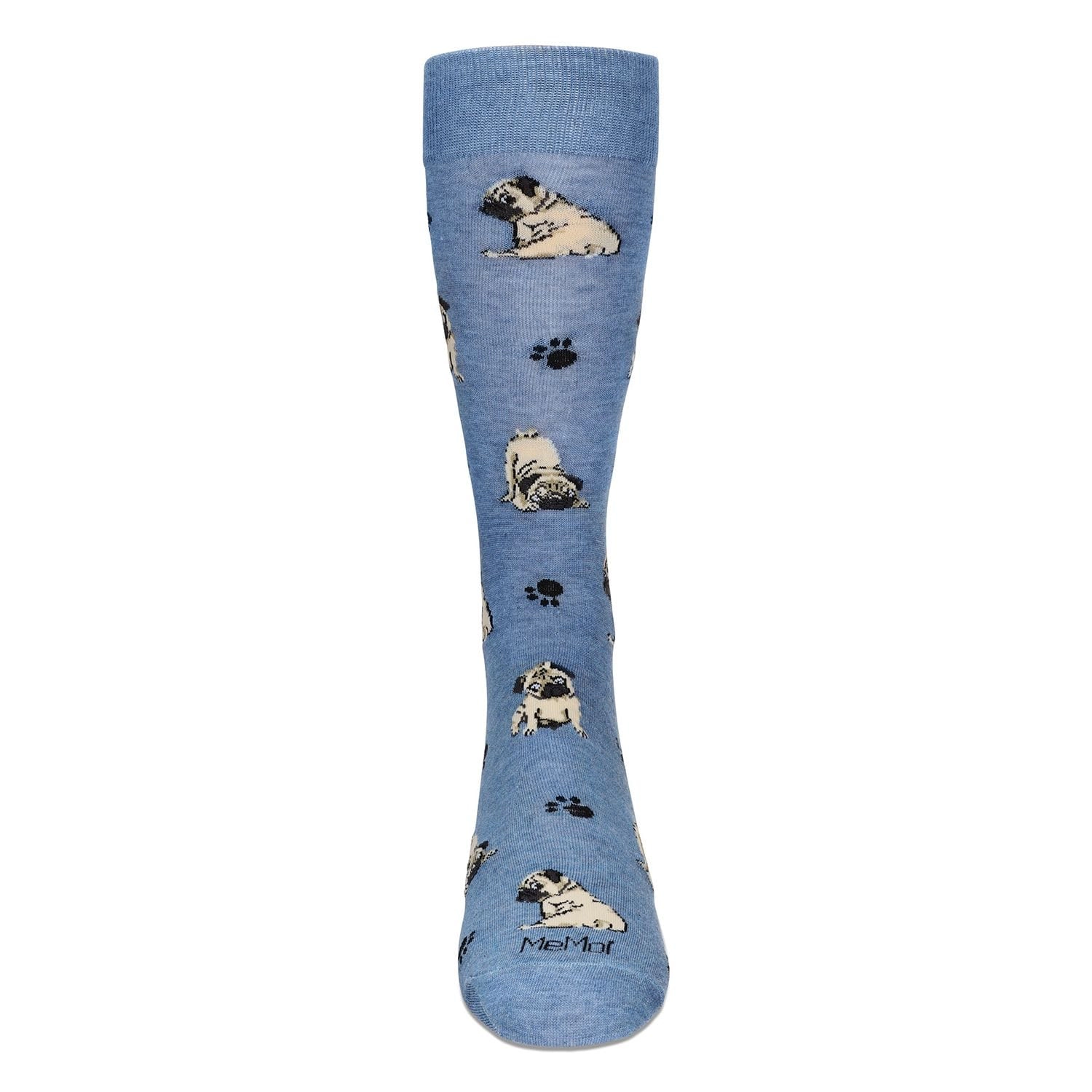 Memoi Men's Embroidered Pugs Bamboo Crew Socks
