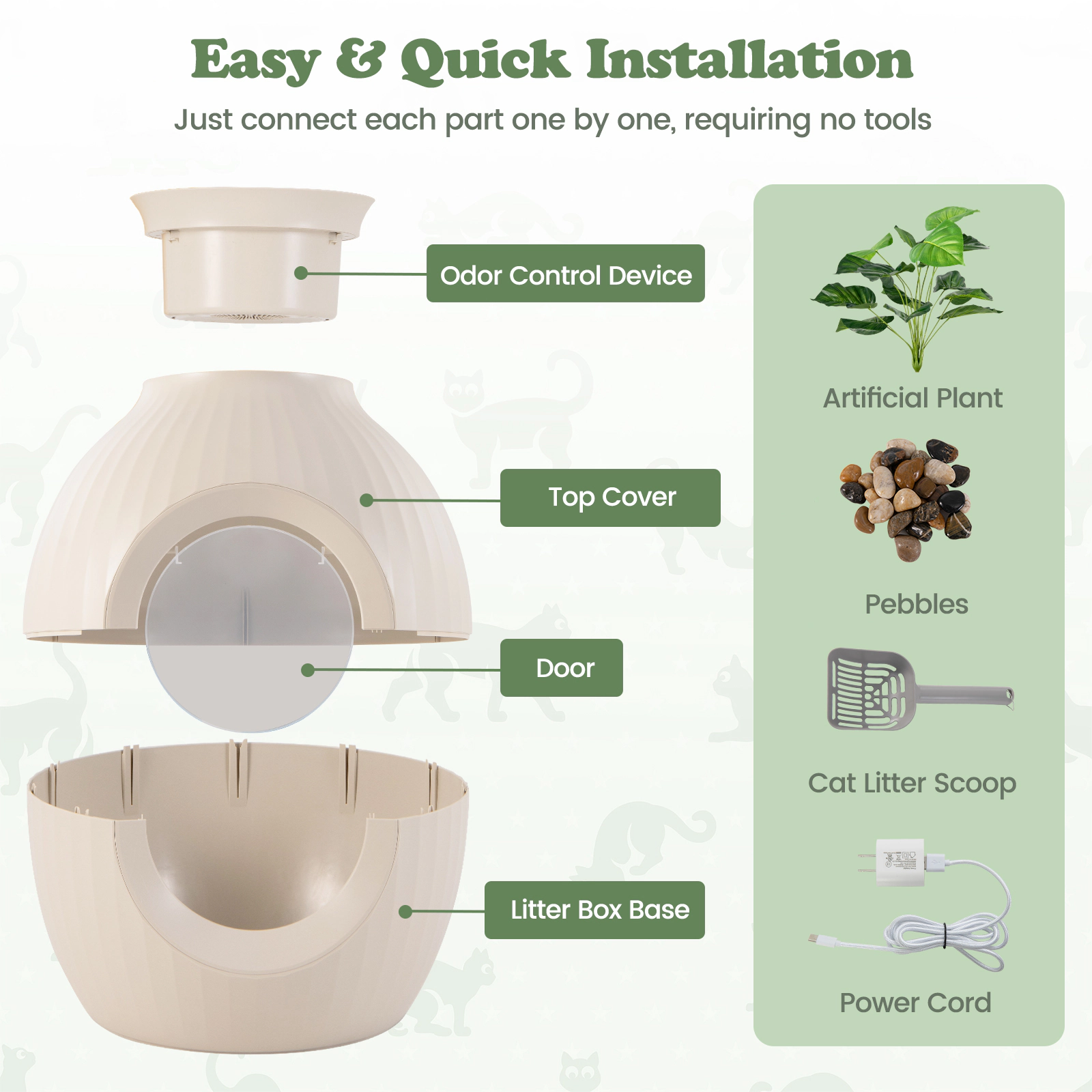 SUGIFT Beige Planter Cat Litter Box Enclosure with Ion Odor Removal 20-in Dia 23-in H 28-lb Cat Capacity