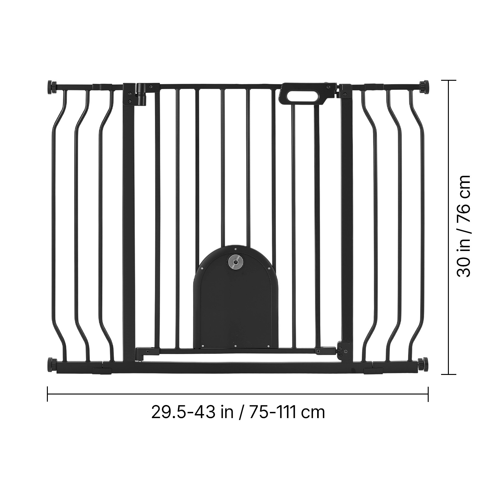 HONGGE Baby Gate for Stairs 29.5-43 in Adjustable Width Baby Gate with Adjustable Cat Door with Pressure Mount Kit and