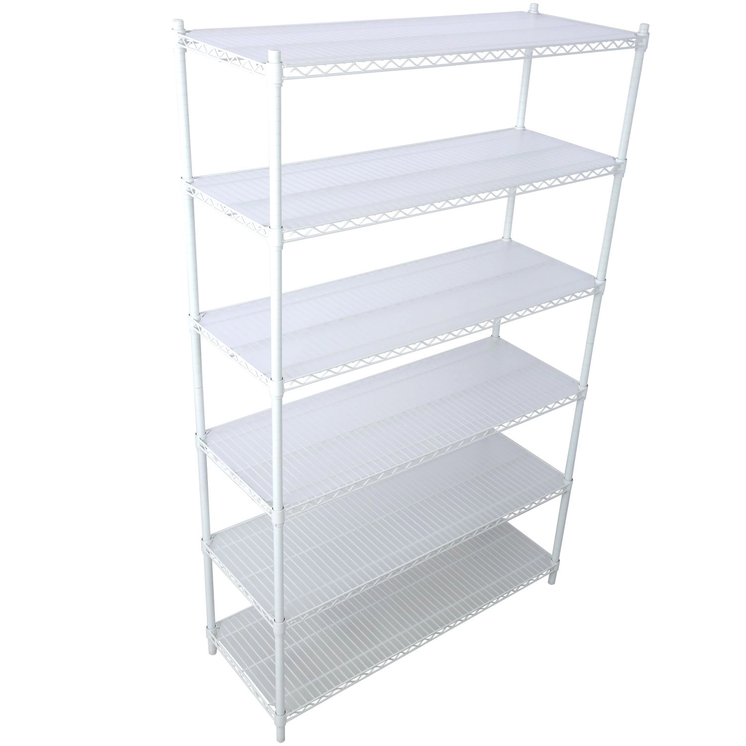 Flynama 6 Tier Wire Shelving 6000lbs 84H x 48L x 20D in NSF with Wheels and Liners for Commercial Utility in White