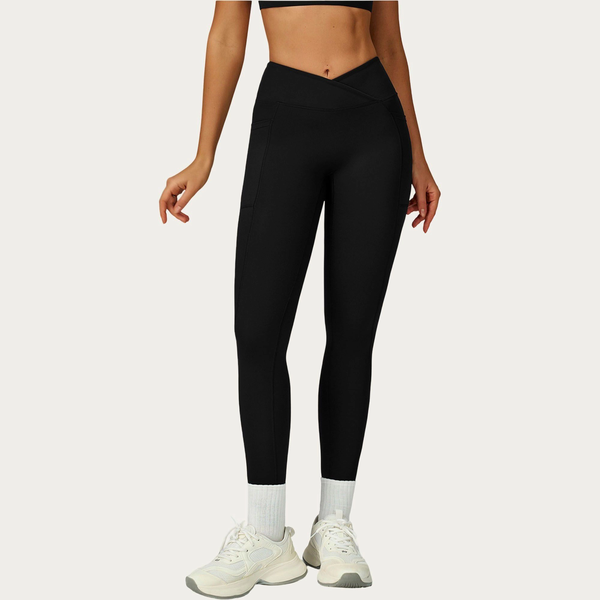 Anna-Kaci Active Women's High Waist Crossover Workout Leggings Stretch Athletic Yoga Pants with Side Pocket