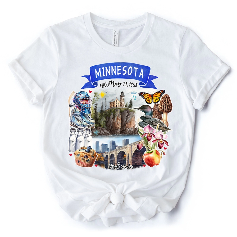 OrnamentallyYou Unisex Artistic Minnesota State Themes And Landmarks T-Shirt