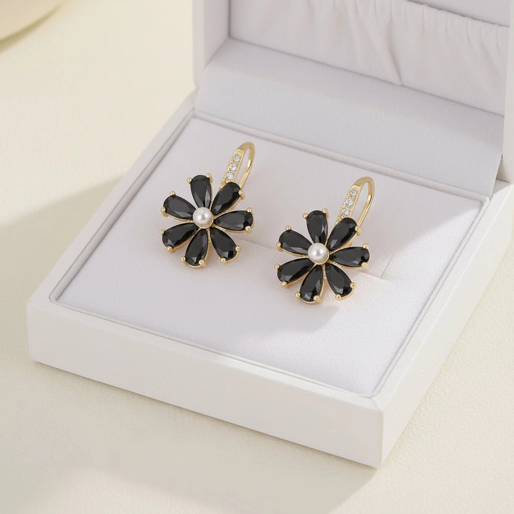 DressAtR Women's Flower Gold Tone Earrings