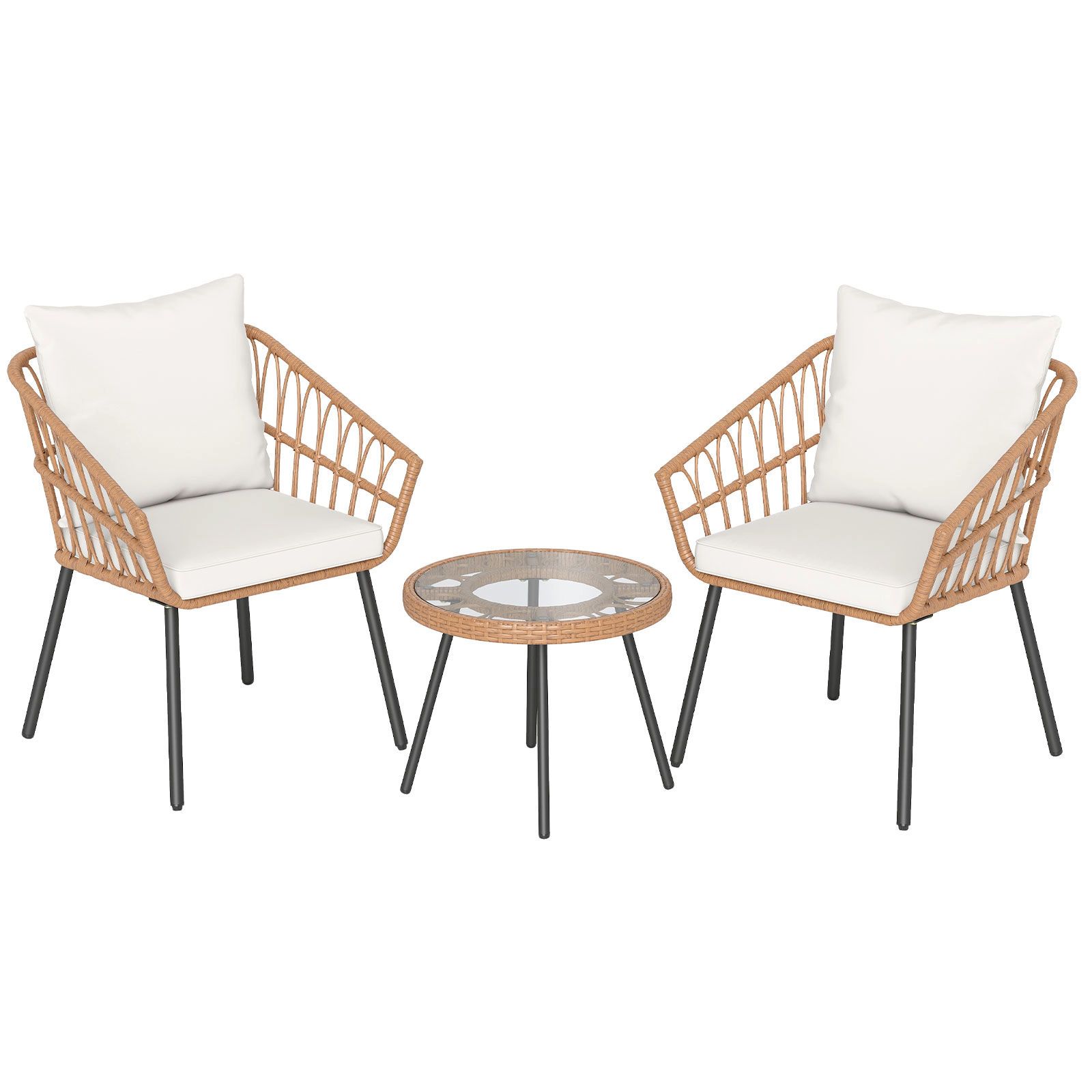 LJG 3 Piece Patio Bistro Set with Heavy Duty Metal Frame