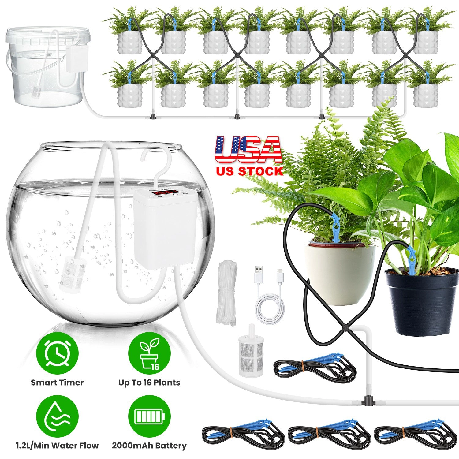GBruno Automatic Plant Watering System With LCD Display
