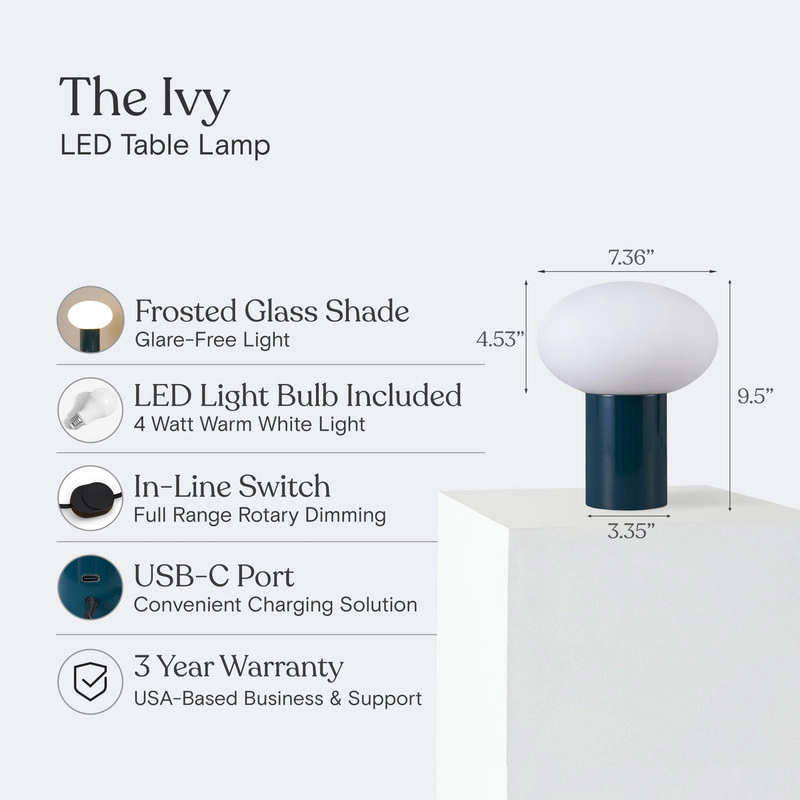 Brightech Ivy Glass Wood Desk Lamp
