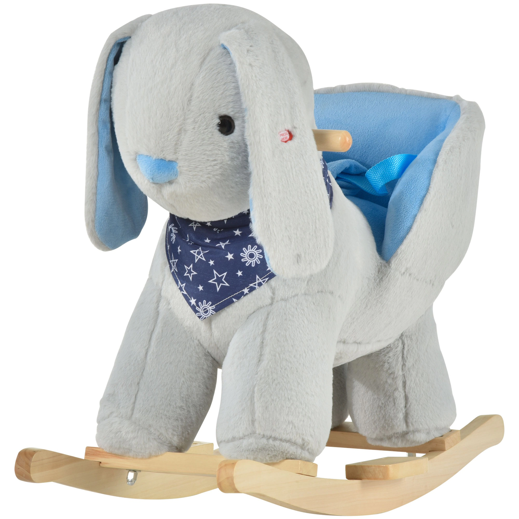 HONGGE Plush Bunny Rocking Horse for Toddlers 18-36 Months with Lullaby Music & Wood Base, Gray