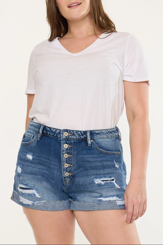 KanCan Women's Plus Ultra High Rise Shorts Lyric