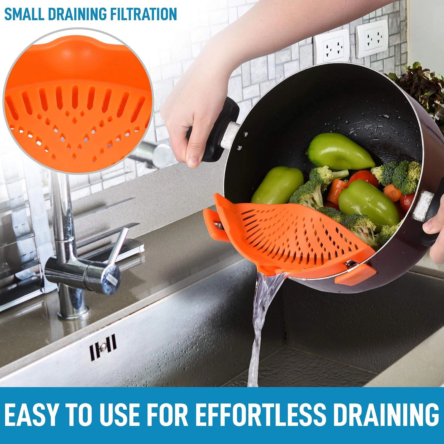 Zulay Kitchen Silicone Pot Strainer - Adjustable Snap On Strainer For Most Pans & Pots