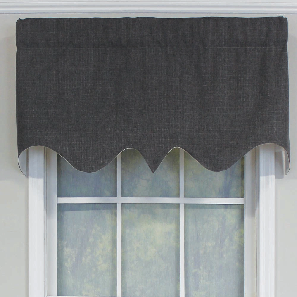 RLF Home R-Crosby Essential Solid Color Fabric Printed Regal Valance 3" Rod Pocket 50" x 17" Iron Charcoal