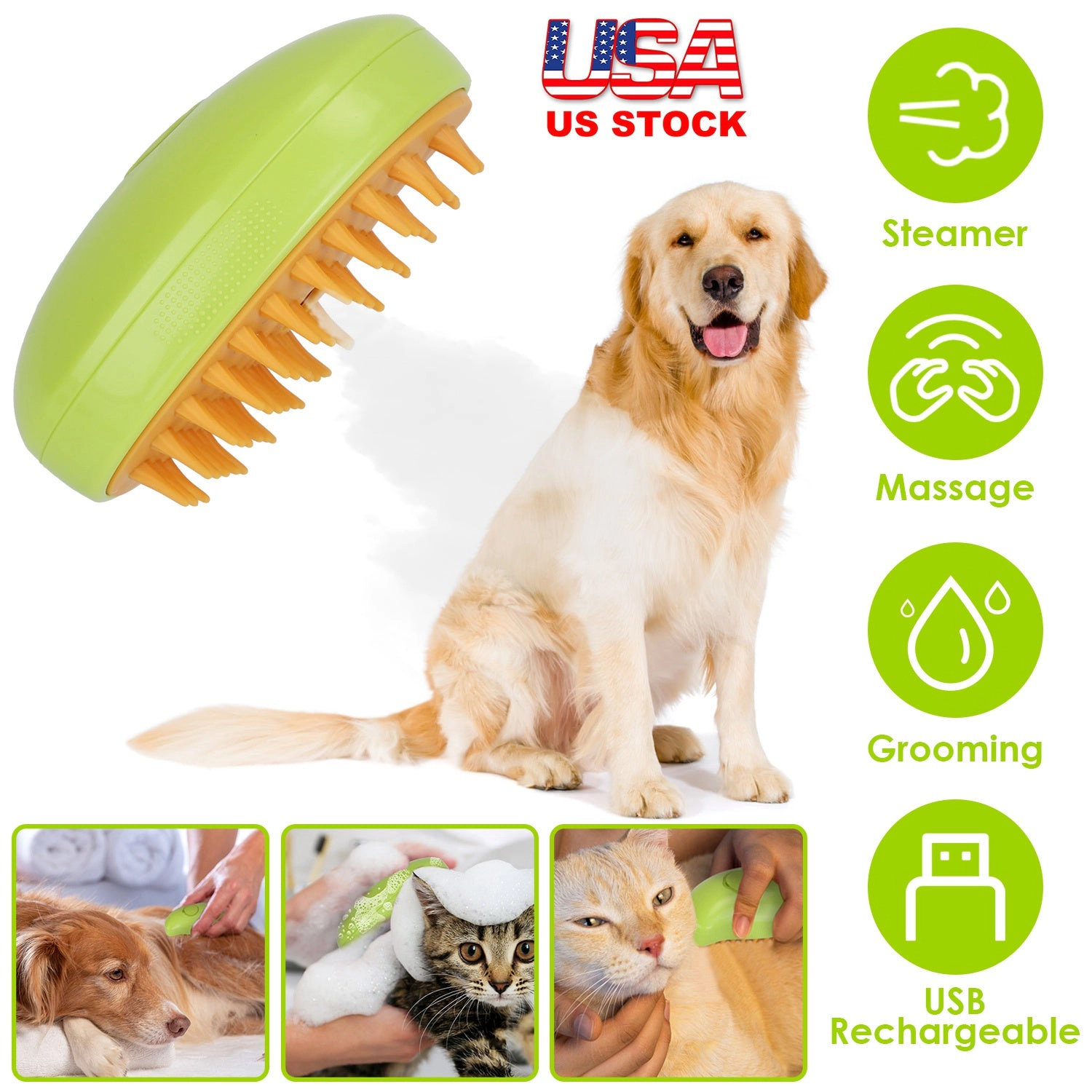 GBruno 3-in-1 Steam Cat Grooming Brush