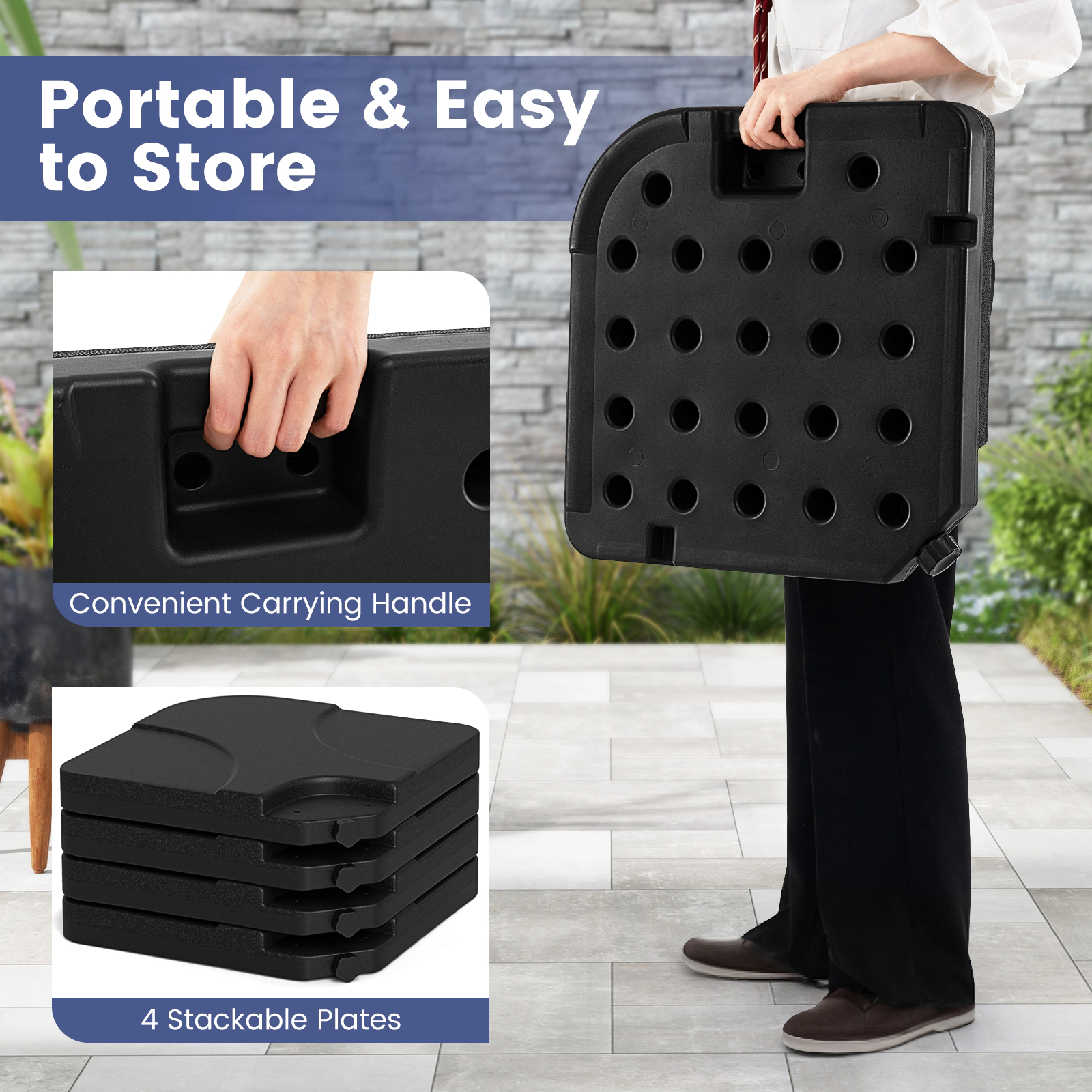 Hivvago 20 Inch Patio Offset Water Filled Plate Umbrella Base Sand