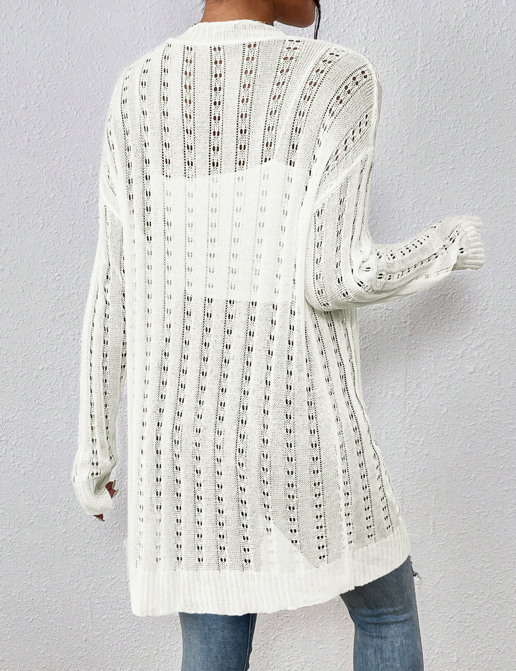 KOJOOIN Women's Lightweight Cardigan Cover Up Crochet Open Front Long Sleeve Summer Cardigans