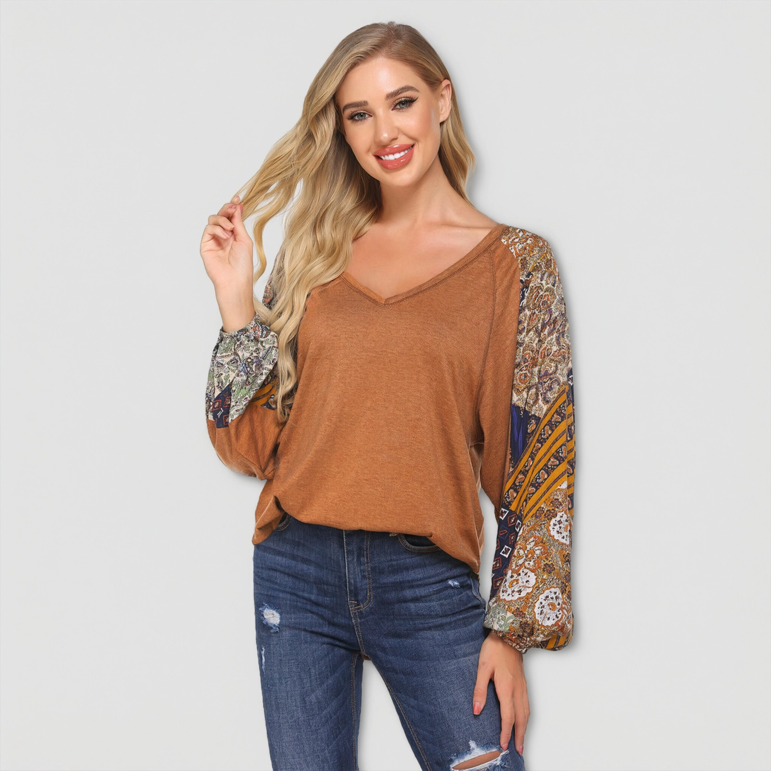 Zeagoo Women Western V Neck Blouse