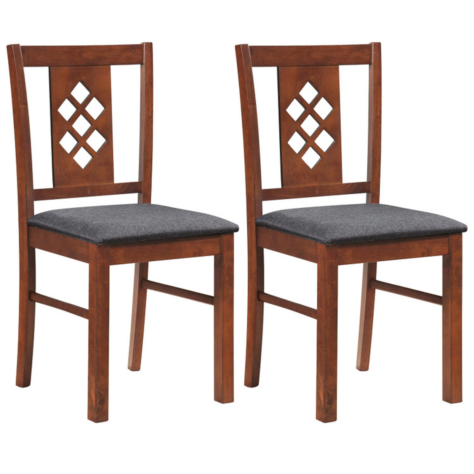 SUGIFT Linen Style Upholstered Dining Chairs with Wood Frames 35-in Tall 330-lb Capacity Set of 2 Cherry + Gray