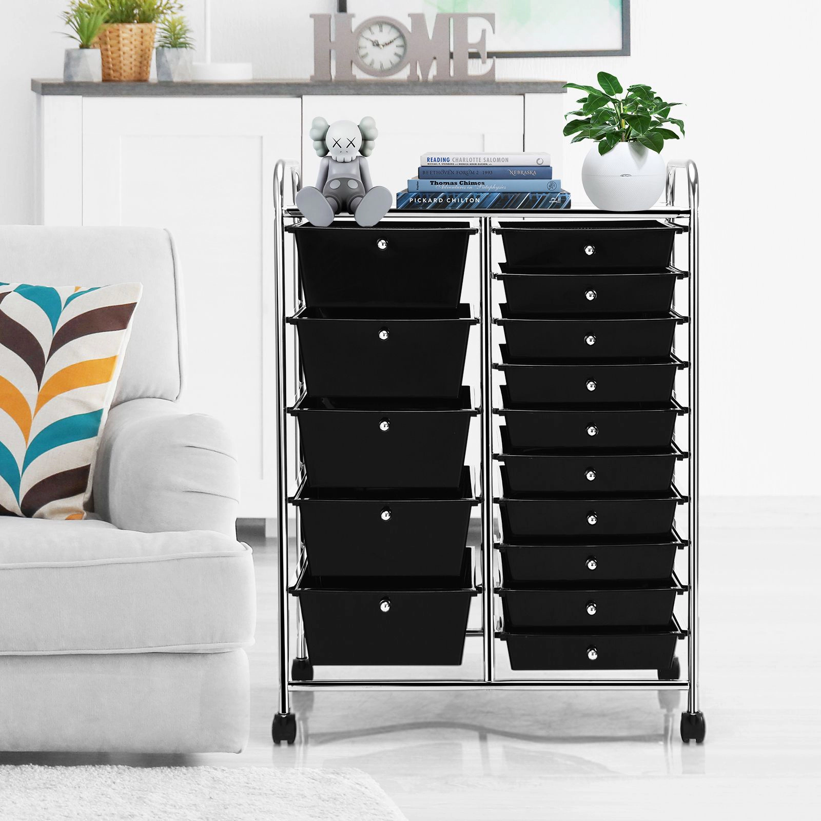 SlickBlue 15 Drawer Utility Storage Cart with Wheels